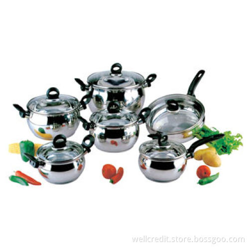 New Design 12pcs Stainless Cookware Set with Good Quality